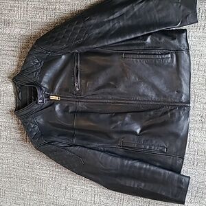 Marc New York, Andrew Marc Black Leather Jacket, Mens, XL